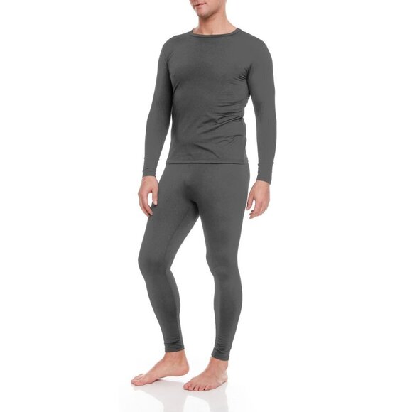 Thermals Men Charcoal Underwear Microfiber Fleece Long Johns Winter Base Layer - Picture 3 of 6